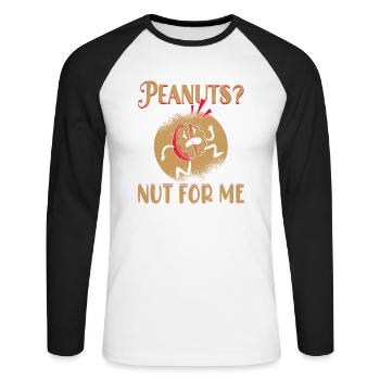 Peanuts? Nut For Me Awareness Nut Allergic - Unisex Long Sleeve Baseball T-Shirt - white/black - Front - Nik (191cm)