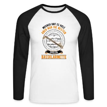 Bassklarinette Geschenk Bassklarinettist - Unisex Baseballshirt langarm - Weiß/Schwarz - Vorne - Nik (191cm)
