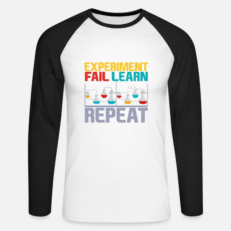 Experiment Fail Learn Repeat 4 - Unisex Baseballshirt langarm - Weiß/Schwarz