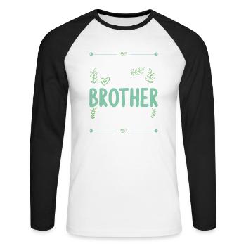 Ne me touche pas! J’ai un frère fou - T-shirt baseball manches longues Homme - blanc/noir - Devant - Nik (191cm)