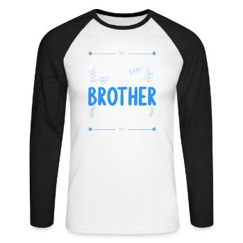 Ne me touche pas! J’ai un frère fou - T-shirt baseball manches longues Homme - blanc/noir - Devant - Nik (191cm)