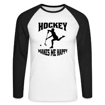 Hockey sur gazon cadeau Floorball Joueur de hockey - T-shirt baseball manches longues Homme - blanc/noir - Devant - Nik (191cm)