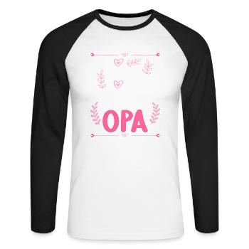 Ich komme total nach meinem Opa Enkelin Enkel - Unisex Baseballshirt langarm - Weiß/Schwarz - Vorne - Nik (191cm)