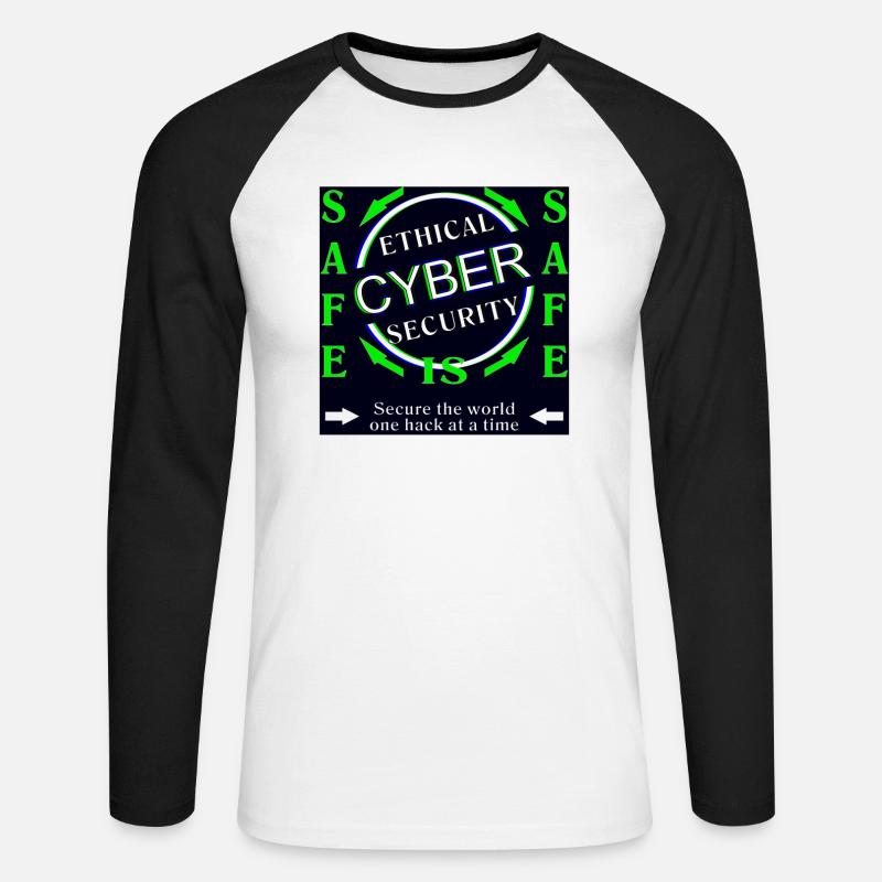 Ethical Cyber Security SAFE - Unisex Baseballshirt langarm - Weiß/Schwarz