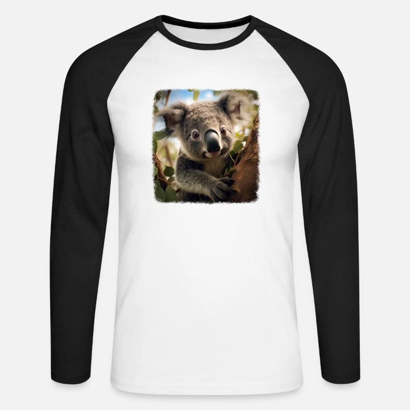 Koalas realistic Koala - Unisex Baseballshirt langarm - Weiß/Schwarz