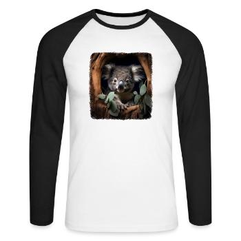 Koalas realistic Koala - Unisex Baseballshirt langarm - Weiß/Schwarz - Vorne - Nik (191cm)