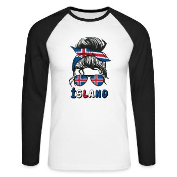 Islande Islande Flag Filles Islandais Fille Enfants - T-shirt baseball manches longues Homme - blanc/noir - Devant - Nik (191cm)