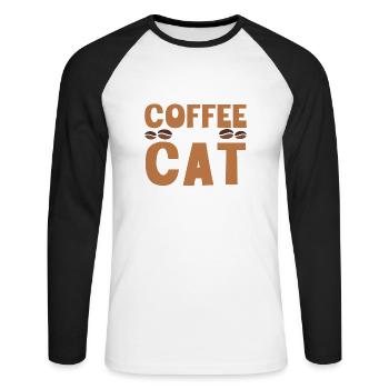 Café Barista - T-shirt baseball manches longues Homme - blanc/noir - Devant - Nik (191cm)