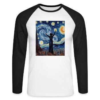 Chemise Nuit Étoilée de la Journée de la Femme Autonomisation - T-shirt baseball manches longues Homme - blanc/noir - Devant - Nik (191cm)