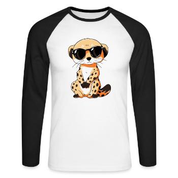 Meerkat with sunglasses Meerkat - Unisex Long Sleeve Baseball T-Shirt - white/black - Front - Nik (191cm)