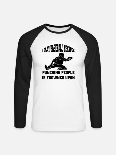 Baseball Baseballteam Baseballspieler Baseballer - Unisex Baseballshirt langarm - Weiß/Schwarz