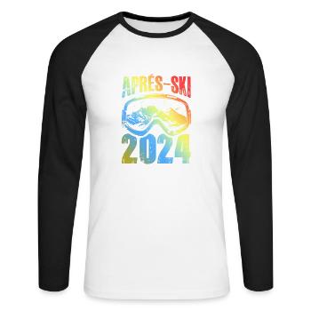 Apres Ski 2024 Ski Brille Bunt - Unisex Baseballshirt langarm - Weiß/Schwarz - Vorne - Nik (191cm)