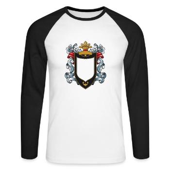 Wappen Symbol - Unisex Baseballshirt langarm - Weiß/Schwarz - Vorne - Nik (191cm)