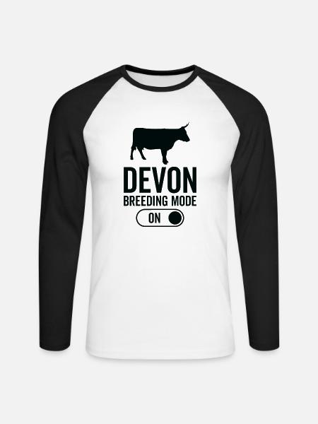 Kuhzuchtmodus Auf - Devon - Unisex Baseballshirt langarm - Weiß/Schwarz