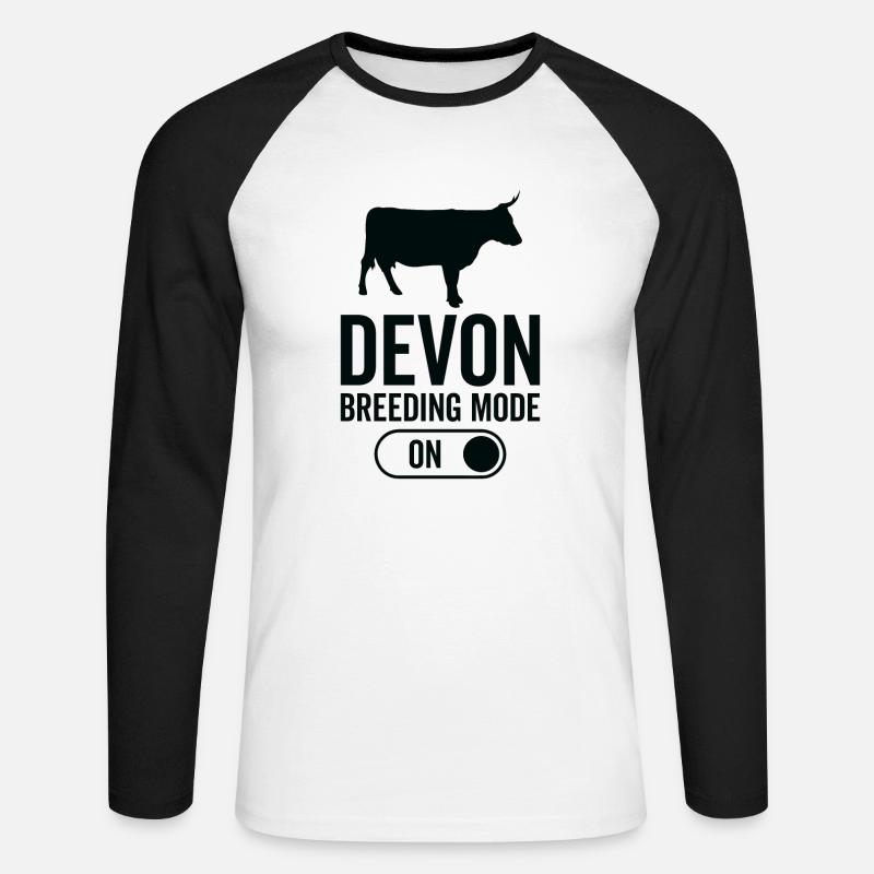 Kuhzuchtmodus Auf - Devon - Unisex Baseballshirt langarm - Weiß/Schwarz