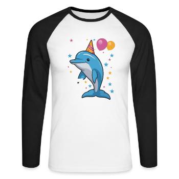 I'm 5 years old Dolphins Delfin 5th birthday - Unisex Long Sleeve Baseball T-Shirt - white/black - Front - Nik (191cm)