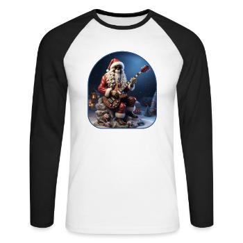 Père Noël Rocker squelette Noël Spooky vacances - T-shirt baseball manches longues Homme - blanc/noir - Devant - Nik (191cm)