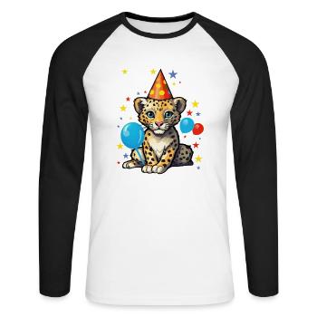 Ich bin 5 Jahre alt Leoparde Leopard 5. Geburtstag - Unisex Baseballshirt langarm - Weiß/Schwarz - Vorne - Nik (191cm)