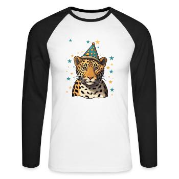 Ich bin 9 Jahre alt Leoparde Leopard 9. Geburtstag - Unisex Baseballshirt langarm - Weiß/Schwarz - Vorne - Nik (191cm)