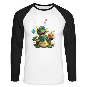 Ich bin 7 Schildkröten Schildkröte 7. Geburtstag - Unisex Baseballshirt langarm - Weiß/Schwarz - Vorne - Nik (191cm)