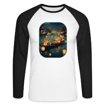 Lanterne Festival souris Miniature Wonder T Shirt 1 - T-shirt baseball manches longues Homme - blanc/noir - Devant - Nik (191cm)
