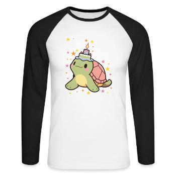 Je suis 9 Tortues Tortue 9e anniversaire - T-shirt baseball manches longues Homme - blanc/noir - Devant - Nik (191cm)