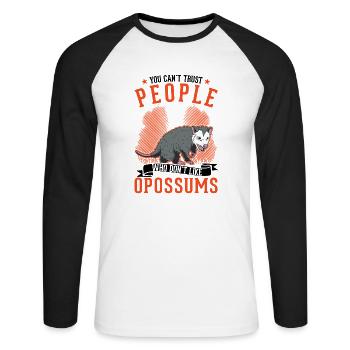 Opossum cadeau opossum marsupial - T-shirt baseball manches longues Homme - blanc/noir - Devant - Nik (191cm)