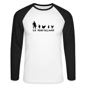 Bauernhof-Chic - Unisex Baseballshirt langarm - Weiß/Schwarz - Vorne - Nik (191cm)