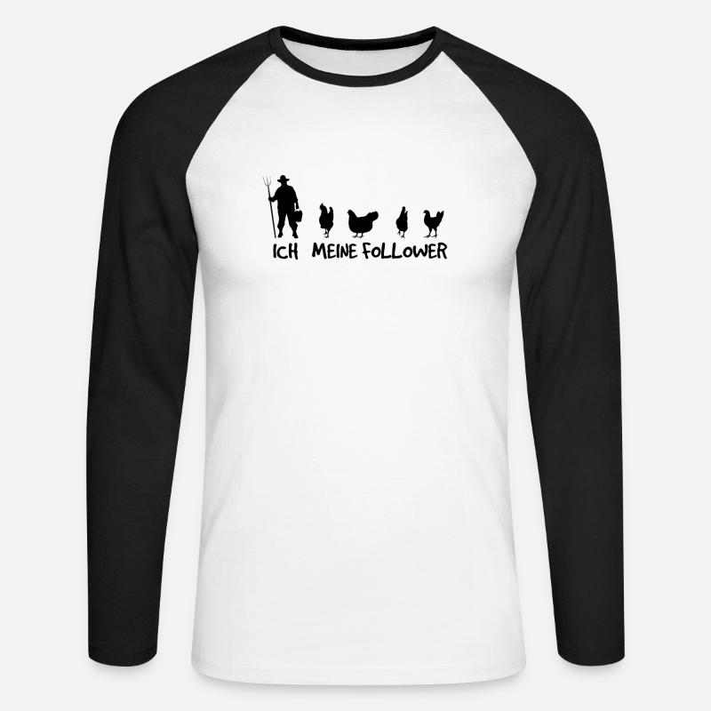 Bauernhof-Chic - Unisex Baseballshirt langarm - Weiß/Schwarz