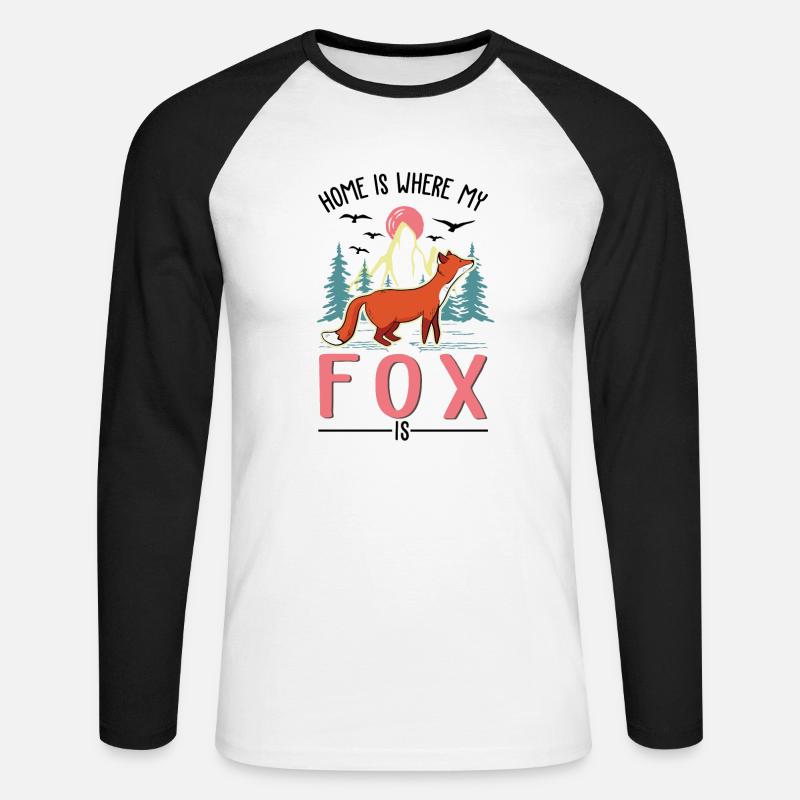 Fuchs Geschenk Rotfuchs - Unisex Baseballshirt langarm - Weiß/Schwarz