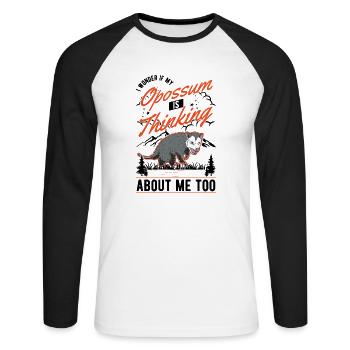 Opossum cadeau opossum marsupial - T-shirt baseball manches longues Homme - blanc/noir - Devant - Nik (191cm)