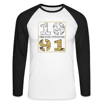 LE MEILLEUR POUR TOUJOURS 1991 - T-shirt baseball manches longues Homme - blanc/noir - Devant - Nik (191cm)