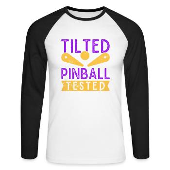 Tilted Pinball Testé Jeu d’arcade de flipper - T-shirt baseball manches longues Homme - blanc/noir - Devant - Nik (191cm)