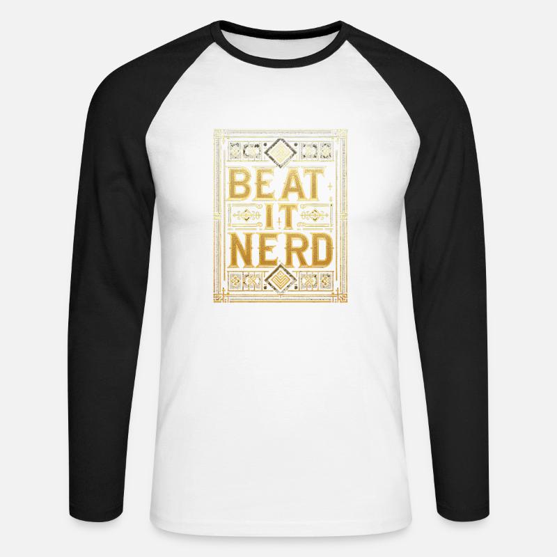 Beat it Nerd 13 - Unisex Baseballshirt langarm - Weiß/Schwarz
