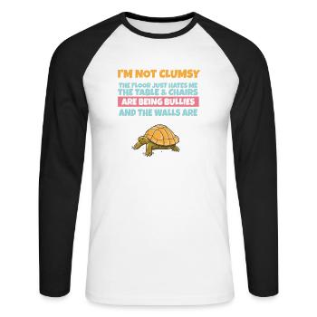 I'm Not Clumsy The Floor Hates Me Foolish Turtle - Unisex Long Sleeve Baseball T-Shirt - white/black - Front - Nik (191cm)
