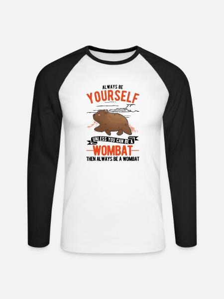Always be yourself Wombat - Unisex Baseballshirt langarm - Weiß/Schwarz