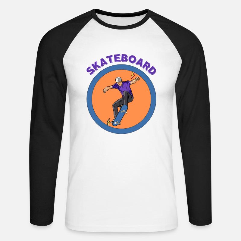 Skateboarding - Unisex Long Sleeve Baseball T-Shirt - white/black