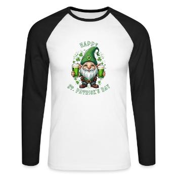 St. Patrick's Day Leprechaun I Green Beer I - Unisex Long Sleeve Baseball T-Shirt - white/black - Front - Nik (191cm)
