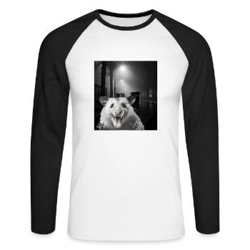 Lets eat Trash and get hit by a Car Opossum Possum - Unisex Long Sleeve Baseball T-Shirt - white/black - Front - Nik (191cm)