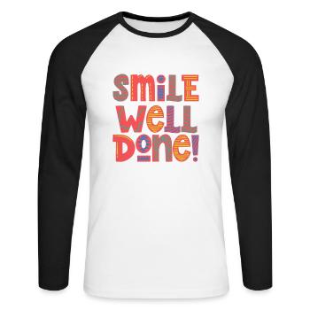 Smile Well Done! - Unisex Long Sleeve Baseball T-Shirt - white/black - Front - Nik (191cm)