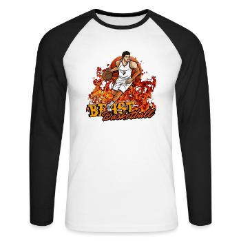 Bestien-Basketball - Unisex Baseballshirt langarm - Weiß/Schwarz - Vorne - Nik (191cm)