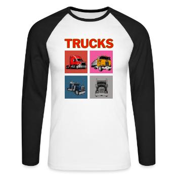 Lastwagen - Unisex Baseballshirt langarm - Weiß/Schwarz - Vorne - Nik (191cm)