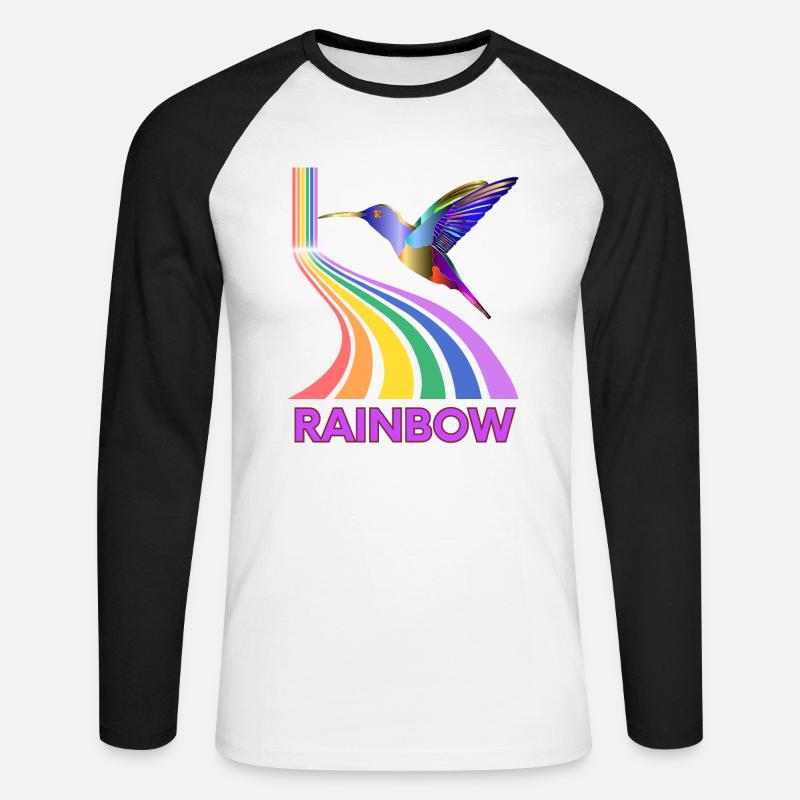 Regenbogen - Unisex Baseballshirt langarm - Weiß/Schwarz