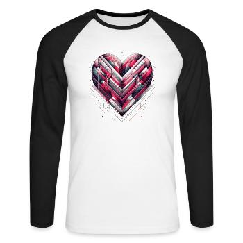 Cœur futuriste - T-shirt baseball manches longues Homme - blanc/noir - Devant - Nik (191cm)