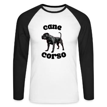 Cane corso - T-shirt baseball manches longues Homme - blanc/noir - Devant - Nik (191cm)