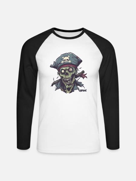 Der untote Zombie Pirat - Unisex Baseballshirt langarm - Weiß/Schwarz
