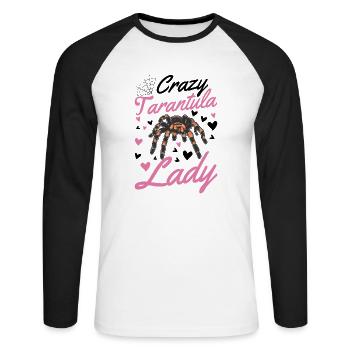 Femme tarentule folle - T-shirt baseball manches longues Homme - blanc/noir - Devant - Nik (191cm)