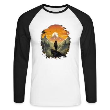 Hiking Adventure Hiking Mountains Hiking Camping - Unisex Long Sleeve Baseball T-Shirt - white/black - Front - Nik (191cm)