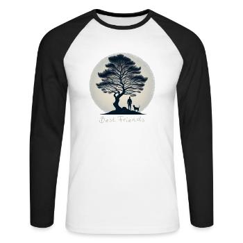 Best Friends Man and Dog - Unisex Long Sleeve Baseball T-Shirt - white/black - Front - Nik (191cm)