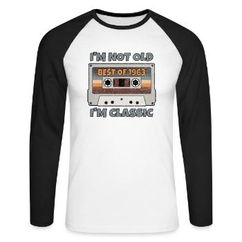 I'M NOT OLD I'M CLASSIC BEST OF 1963 Vintage gift - Unisex Long Sleeve Baseball T-Shirt - white/black - Front - Nik (191cm)